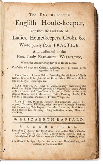 Raffald, Elizabeth (1733-1781) The Experienced English House-keeper.